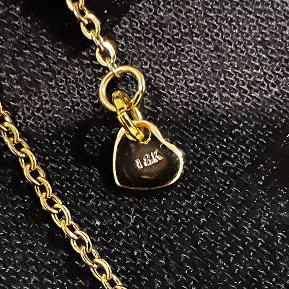 SALE 18k Stamped Gold Filled Crystal Heart Pendant Necklace - Picture 3 of 6
